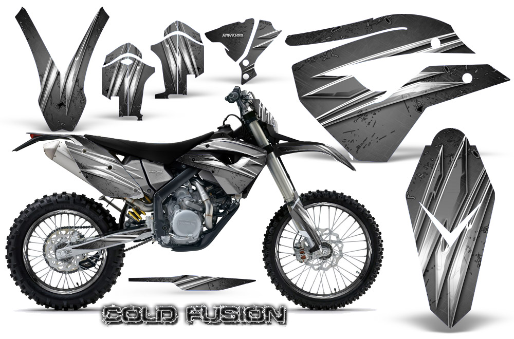 Husaberg FE570 Enduro 2010 Graphics Kit Cold Fusion Silver NP Rims